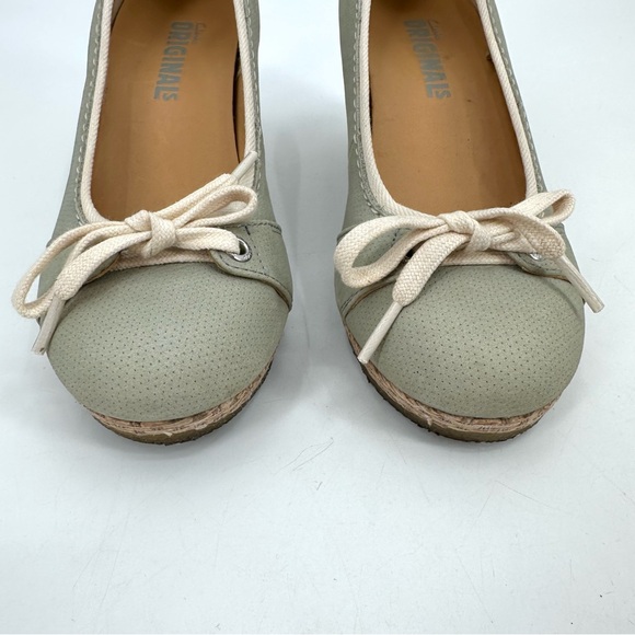 Clarks Originals Vogue Rose Espadrille Wedge Green 64613 Womens 8M Leather Upper - Picture 4 of 11